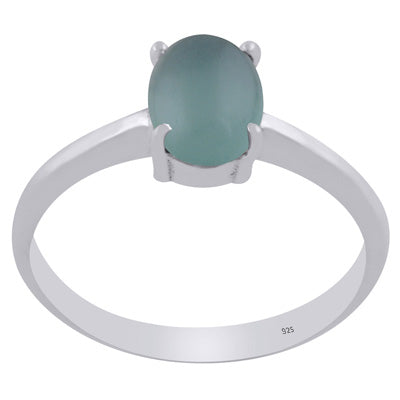 Gorgeous Prong Setting Around Aqua Chalcedony Oval Shape 925 Sterling Solid Silver Ring - R3403287-10