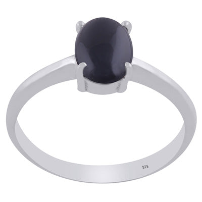 Gorgeous Prong Setting Around Black Onyx Oval Shape 925 Sterling Solid Silver Ring - R3403287-13