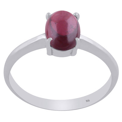 Gorgeous Prong Setting Around Garnet Oval Shape 925 Sterling Solid Silver Ring - R3403287-2