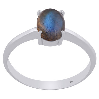 Gorgeous Prong Setting Around Labradorite Oval Shape 925 Sterling Solid Silver Ring - R3403287-5