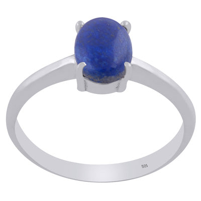 Gorgeous Prong Setting Around Lapis Oval Shape 925 Sterling Solid Silver Ring - R3403287-6