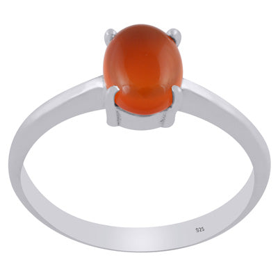 Gorgeous Prong Setting Around Carnelian Oval Shape 925 Sterling Solid Silver Ring - R3403287-7