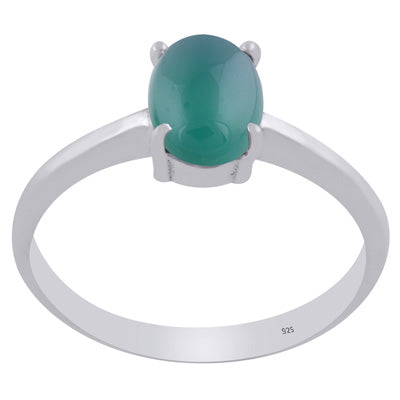 Gorgeous Prong Setting Around Green Onyx Oval Shape 925 Sterling Solid Silver Ring - R3403287-8