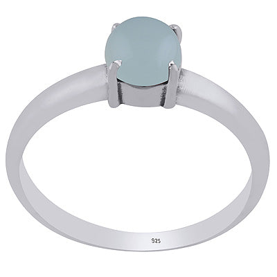 Stunning Prong Setting Around Aqua Chalcedony Round Shape 925 Sterling Solid Silver Ring - R3403288-10