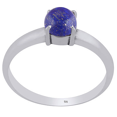 Stunning Prong Setting Around Lapis Round Shape 925 Sterling Solid Silver Ring - R3403288-6
