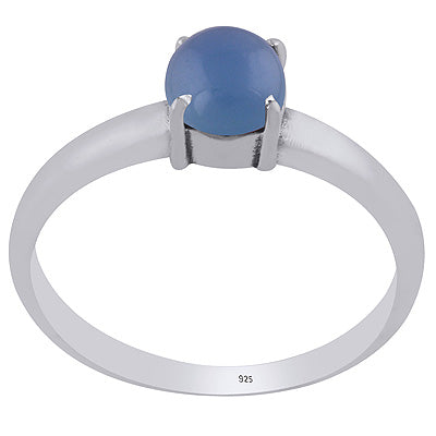 Stunning Prong Setting Around Blue Chalcedony Round Shape 925 Sterling Solid Silver Ring - R3403288-9