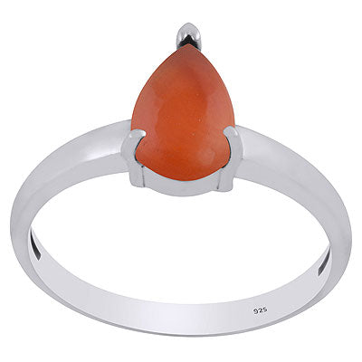 Alluring Prong Setting Around Carnelian Pear Shape 925 Sterling Solid Silver Ring - R3403290-7