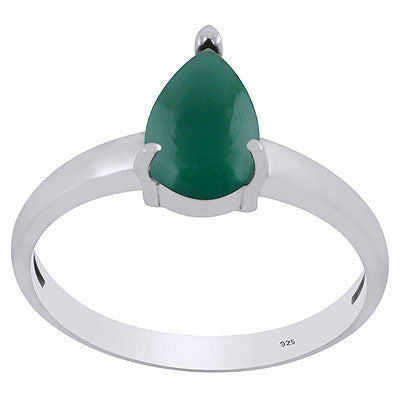 Alluring Prong Setting Around Green Onyx Pear Shape 925 Sterling Solid Silver Ring - R3403290-8