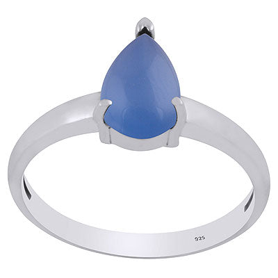 Alluring Prong Setting Around Blue Chalcedony Pear Shape 925 Sterling Solid Silver Ring - R3403290-9