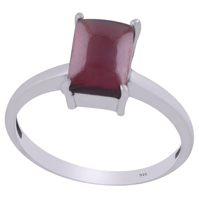 Beautiful Prong Setting Around Garnet Rectangle Shape 925 Sterling Solid Silver Ring - R3403291-2