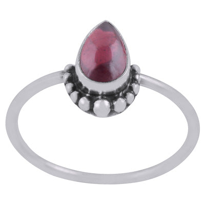 Beautifully Handcrafted Work Around Garnet Pear Shape 925 Sterling Solid Silver Ring - R3403294-2