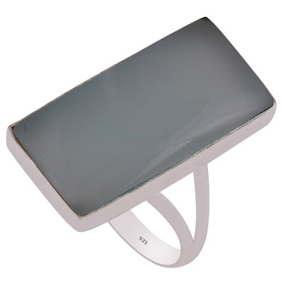 Stunning Split Shank Around Aqua Chalcedony Rectangle Shape 925 Sterling Solid Silver Ring - R3403300-8