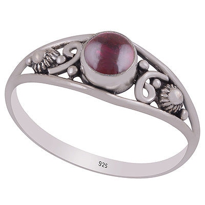 Gorgeous Rawa & Work Around Garnet Round Shape 925 Sterling Solid Silver Ring - R3403303-2