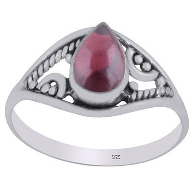 Beautiful Rawa & Wire Work Around Garnet Pear Shape 925 Sterling Solid Silver Ring - R3403305-2