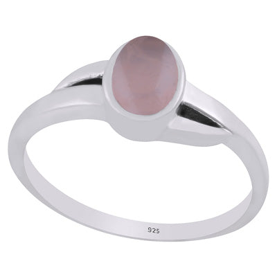 Gorgeous Shank Around Rose Quartz Oval Shape 925 Sterling Solid Silver Ring - R3403306-13