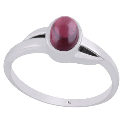 Gorgeous Shank Around Garnet Oval Shape 925 Sterling Solid Silver Ring - R3403306-2