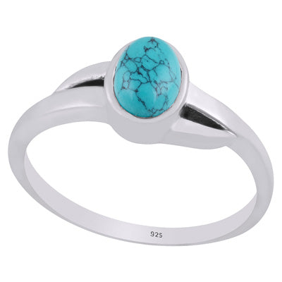 Gorgeous Shank Around Turquoise Oval Shape 925 Sterling Solid Silver Ring - R3403306-3