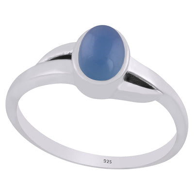 Gorgeous Shank Around Blue Chalcedony Oval Shape 925 Sterling Solid Silver Ring - R3403306-9