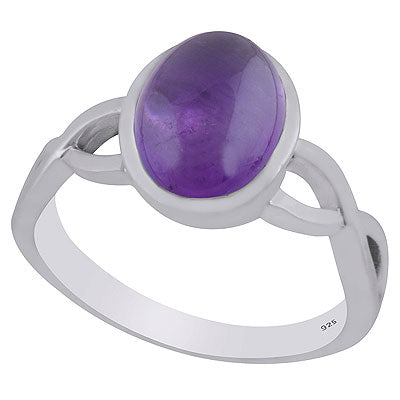 Gorgeous Twisted Shank Around Amethyst Oval Shape 925 Sterling Solid Silver Ring - R3403309-1