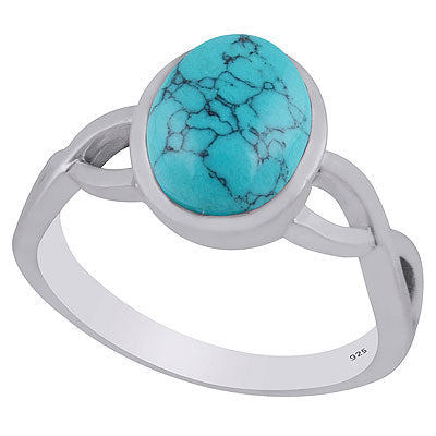 Gorgeous Twisted Shank Around Turquoise Oval Shape 925 Sterling Solid Silver Ring - R3403309-3