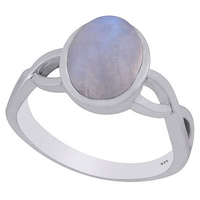 Gorgeous Twisted Shank Around Rainbow Moonstone Oval Shape 925 Sterling Solid Silver Ring - R3403309-4