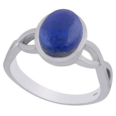 Gorgeous Twisted Shank Around Lapis Oval Shape 925 Sterling Solid Silver Ring - R3403309-6