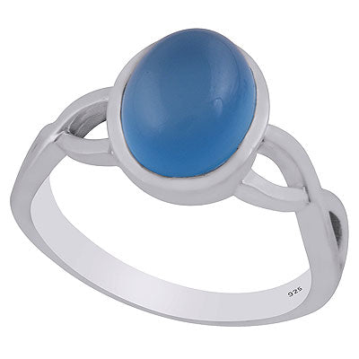 Gorgeous Twisted Shank Around Blue Chalcedony Oval Shape 925 Sterling Solid Silver Ring - R3403309-9