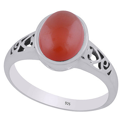 Gorgeous Handcrafted Cut Work Around Carnelian Oval Shape 925 Sterling Solid Silver Ring - R3403315-7