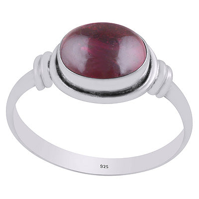 Beautiful Wire Work Around Garnet Oval Shape 925 Sterling Solid Silver Ring - R3403319-2