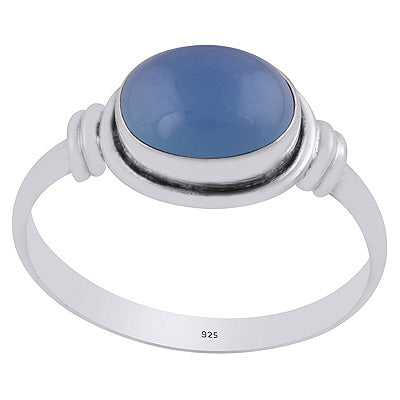 Beautiful Wire Work Around Blue Chalcedony Oval Shape 925 Sterling Solid Silver Ring - R3403319-9