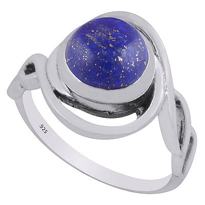 Gorgeous Twisted Shank Around Lapis Round Shape 925 Sterling Solid Silver Ring - R3403322-6