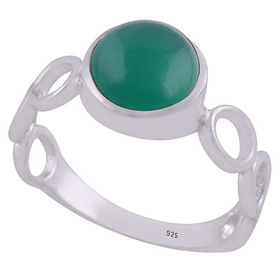Stunning Cut Work Shank Around Green Onyx Round Shape 925 Sterling Solid Silver Ring - R3403325-6