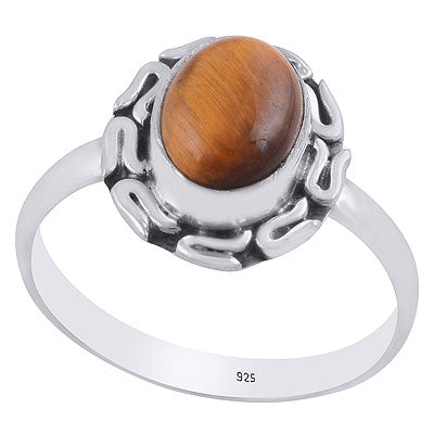 Gorgeous Handcrafted Work Around Tiger's Eye Oval Shape 925 Sterling Solid Silver Ring - R3403327-11