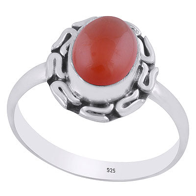 Gorgeous Handcrafted Work Around Carnelian Oval Shape 925 Sterling Solid Silver Ring - R3403327-7