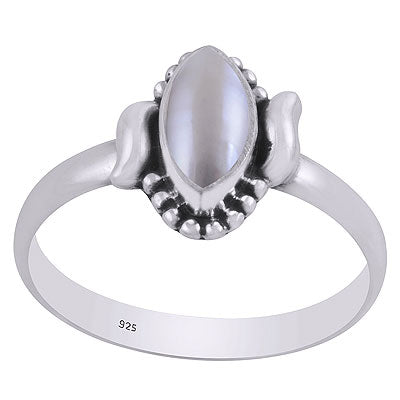 Gorgeous Handcrafted Design Rawa Work Pearl Marquise Shape 925 Sterling Solid Silver Ring - R3403329-15