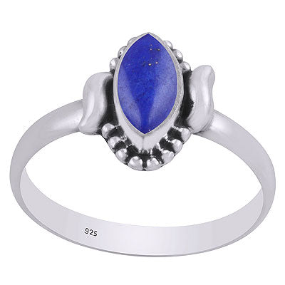 Gorgeous Handcrafted Design Rawa Work Lapis Marquise Shape 925 Sterling Solid Silver Ring - R3403329-6