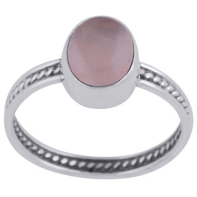 Gorgeous Rawa Work Shank Around Rose Quartz Oval Shape 925 Sterling Solid Silver Ring - R3403335-13
