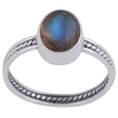 Gorgeous Rawa Work Shank Around Labradorite Oval Shape 925 Sterling Solid Silver Ring - R3403335-5