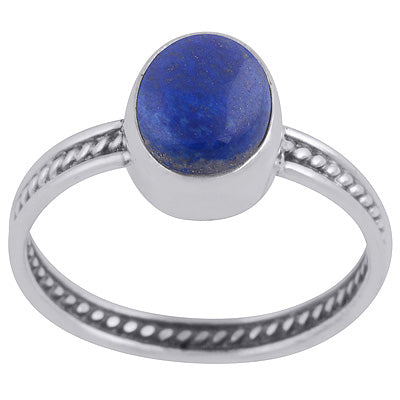 Gorgeous Rawa Work Shank Around Lapis Oval Shape 925 Sterling Solid Silver Ring - R3403335-6