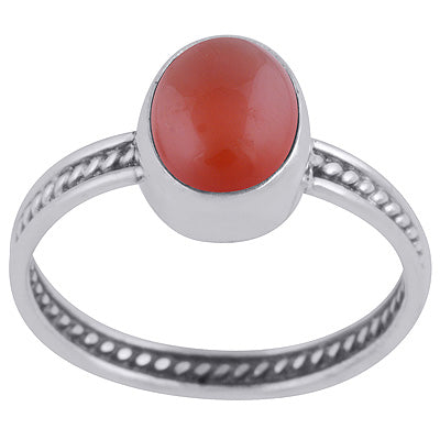 Gorgeous Rawa Work Shank Around Carnelian Oval Shape 925 Sterling Solid Silver Ring - R3403335-7