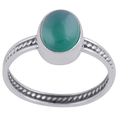 Gorgeous Rawa Work Shank Around Green Onyx Oval Shape 925 Sterling Solid Silver Ring - R3403335-8