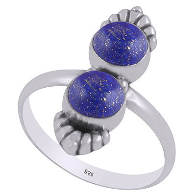 Gorgeous Multiple Gemstones Around Lapis Round Shape 925 Sterling Solid Silver Ring - R3403338-6