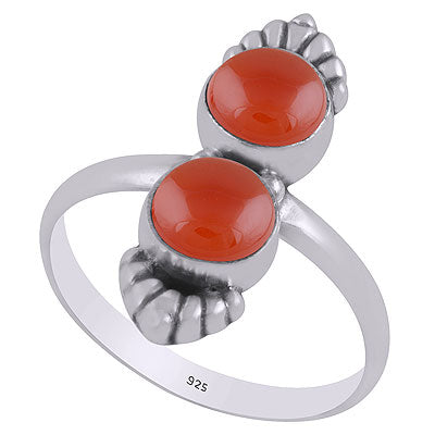 Gorgeous Multiple Gemstones Around Carnelian Round Shape 925 Sterling Solid Silver Ring - R3403338-7