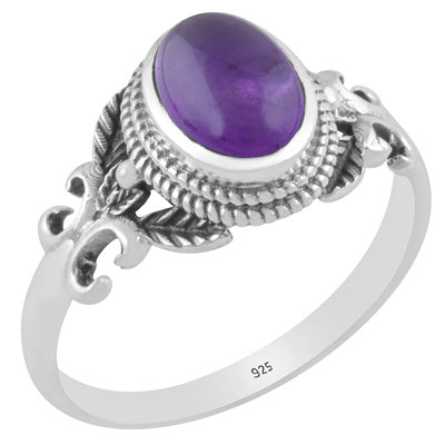 Alluring Cut out Butterfly Amethyst Oval Shape 925 Sterling Solid Silver Ring - R3403341-1