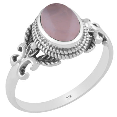 Alluring Cut out Butterfly Rose Quartz Oval Shape 925 Sterling Solid Silver Ring - R3403341-13