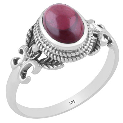 Alluring Cut out Butterfly Garnet Oval Shape 925 Sterling Solid Silver Ring - R3403341-2