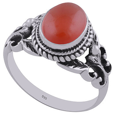 Alluring Cut out Butterfly Carnelian Oval Shape 925 Sterling Solid Silver Ring - R3403341-57