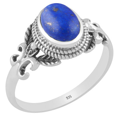 Alluring Cut out Butterfly Lapis Oval Shape 925 Sterling Solid Silver Ring - R3403341-6