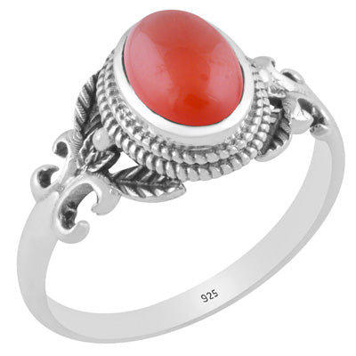 Alluring Cut out Butterfly Carnelian Oval Shape 925 Sterling Solid Silver Ring - R3403341-7