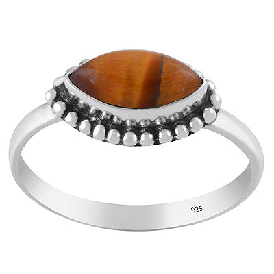 Gorgeous Rawa Work Around Tiger's Eye Marquise Shape 925 Sterling Solid Silver Ring - R3403343-11
